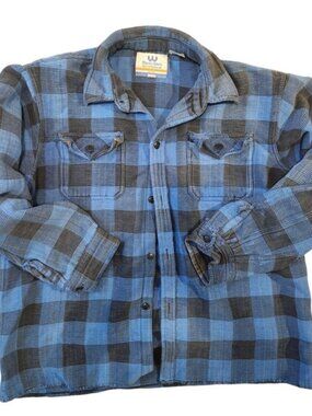 Vintage Marks Work Warehouse Mens Blue Plaid Flannel Chore Jacket XL Workwear‎